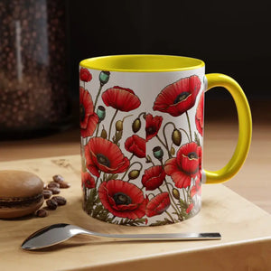 Accent Coffee Mug - Red Poppy Colorful Mornings Artistic - Dipaliz - Mugs