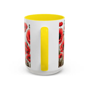 Accent Coffee Mug - Red Poppy Colorful Mornings Artistic - Dipaliz - Mugs