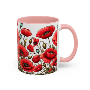 Accent Coffee Mug - Red Poppy Colorful Mornings Artistic - Dipaliz - Mugs