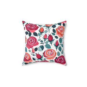 Chic Red Rose Pillow – Luxe Polyester - Dipaliz - Throw Pillows