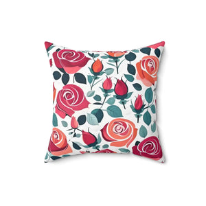 Chic Red Rose Pillow – Luxe Polyester - Dipaliz - Throw Pillows