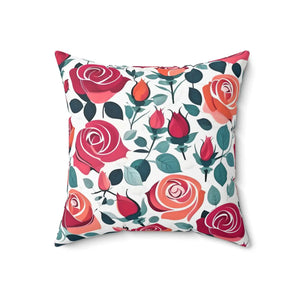 Chic Red Rose Pillow – Luxe Polyester - Dipaliz - Throw Pillows