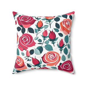 Chic Red Rose Pillow – Luxe Polyester - Dipaliz - Throw Pillows