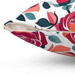 Chic Red Rose Pillow – Luxe Polyester - Dipaliz - Throw Pillows