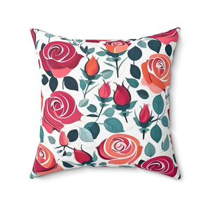 Chic Red Rose Pillow – Luxe Polyester - Dipaliz - Throw Pillows