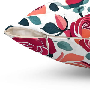 Chic Red Rose Pillow – Luxe Polyester - Dipaliz - Throw Pillows
