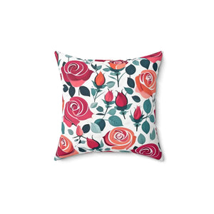 Chic Red Rose Pillow – Luxe Polyester - Dipaliz - Throw Pillows