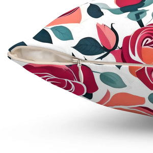 Chic Red Rose Pillow – Luxe Polyester - Dipaliz - Throw Pillows