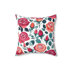 Chic Red Rose Pillow – Luxe Polyester - Dipaliz - Throw Pillows