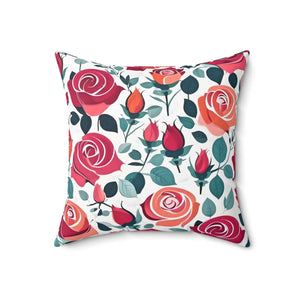 Chic Red Rose Pillow – Luxe Polyester - Dipaliz - Throw Pillows