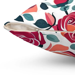 Chic Red Rose Pillow – Luxe Polyester - Dipaliz - Throw Pillows
