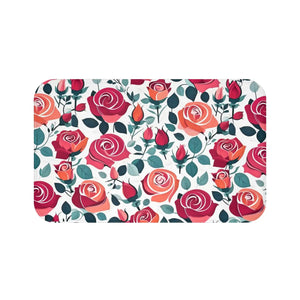 Red Rose Bath Mat – Plush Microfiber Rug - Dipaliz - Mats & Rugs
