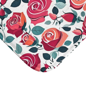 Red Rose Bath Mat – Plush Microfiber Rug - Dipaliz - Mats & Rugs