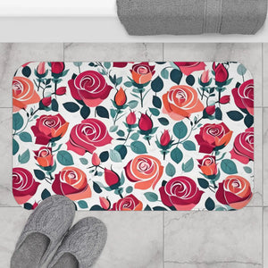 Red Rose Bath Mat – Plush Microfiber Rug - Dipaliz - Mats & Rugs