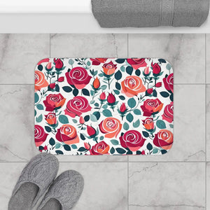 Red Rose Bath Mat – Plush Microfiber Rug - Dipaliz - Mats & Rugs