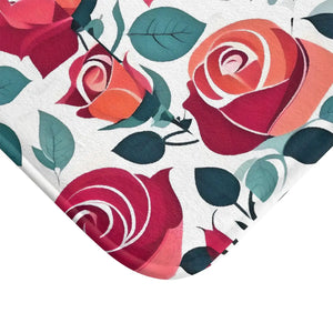 Red Rose Bath Mat – Plush Microfiber Rug - Dipaliz - Mats & Rugs