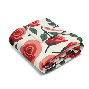 Roses Arctic Fleece Blanket - Luxury Red Floral - Dipaliz - Blankets