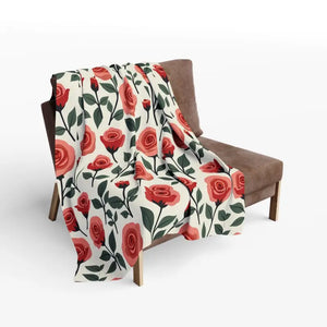 Roses Arctic Fleece Blanket - Luxury Red Floral - Dipaliz - 50’’ × 60’’ - Blankets