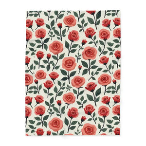 Roses Arctic Fleece Blanket - Luxury Red Floral - Dipaliz - Blankets