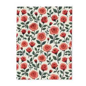Roses Arctic Fleece Blanket - Luxury Red Floral - Dipaliz - Blankets