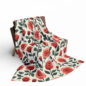 Roses Arctic Fleece Blanket - Luxury Red Floral - Dipaliz - 60’’ × 80’’ - Blankets