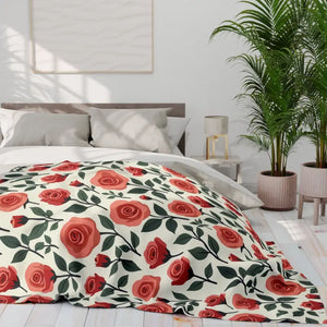 Roses Arctic Fleece Blanket - Luxury Red Floral - Dipaliz - Blankets