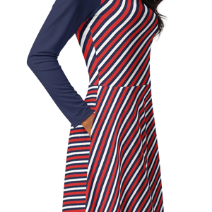 Red White Blue Stripe Midi Dress - Women