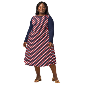 Red White Blue Stripe Midi Dress - Women Red White Blue Stripe Midi Dress - Women