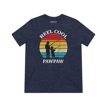 Reel Cool Paw Paw Fishing Dad Unisex Triblend Tee - Navy Triblend / s T-shirt