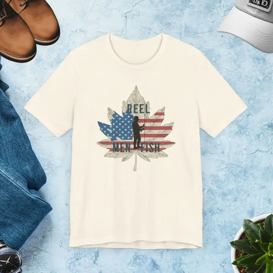 Patriotic Perfection Tee for Passionate Anglers - Natural / s T-shirt