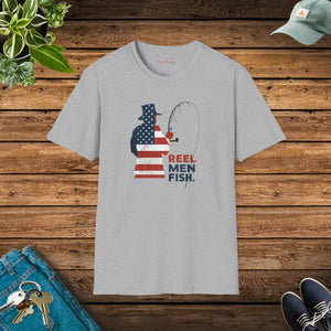 Fishing Patriots July Tee - Soft Patriotic Comfort - Dipaliz - Sport Grey / s - T-shirts