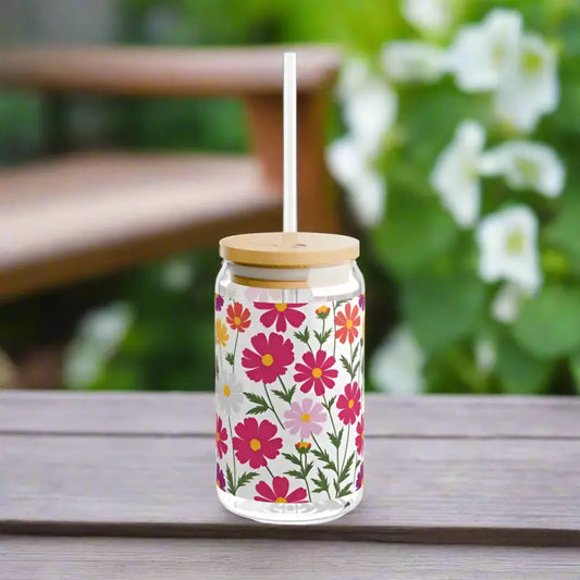 Dive Into Summer Fun with 16oz Floral Sipper Glass - Tumbler