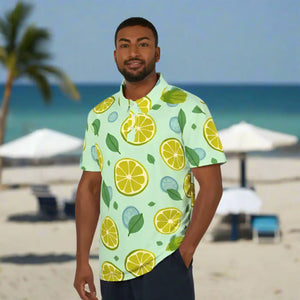 Bold Lemon Unisex Polo - Vibrant Summer Print - Dipaliz - Polos