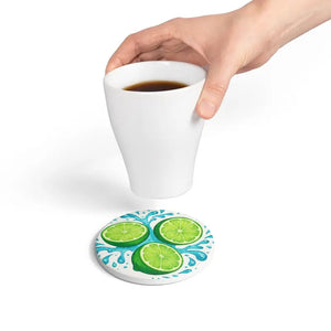 Refreshing Lime Ceramic Coaster Set - Tropical Home Decor - Dipaliz - Coasters