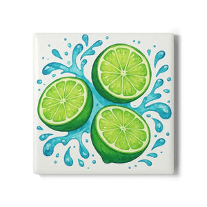 Refreshing Lime Ceramic Coaster Set - Tropical Home Decor - Dipaliz - Square / one Size - Coasters
