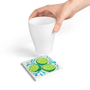Refreshing Lime Ceramic Coaster Set - Tropical Home Decor - Dipaliz - Coasters