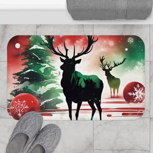 Reindeer Bath Mat – Christmas Fall Foliage - Dipaliz - Mats & Rugs