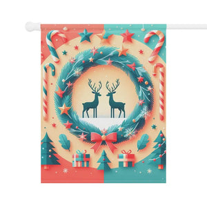 Reindeer Christmas Poplin-canvas House Banner - Festive Decor - Dipaliz - Flags & Windsocks