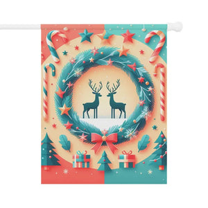 Reindeer Christmas Poplin-canvas House Banner - Festive Decor - Dipaliz - 24.5’’ × 32’’ - Flags & Windsocks