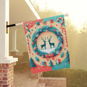 Reindeer Christmas Poplin-canvas House Banner - Festive Decor - Dipaliz - Flags & Windsocks
