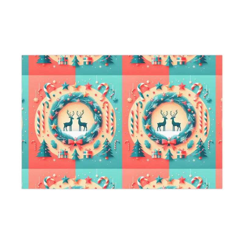 Christmas Gift Wrap - Festive Reindeer | Dipaliz - 30’’ x 20’’ / Satin - Wrapping Paper