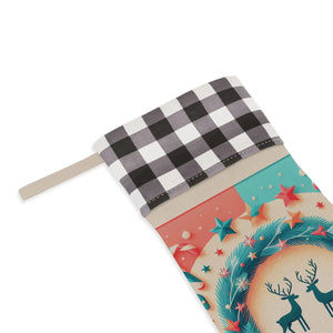 Reindeer Christmas Stocking – Burlap Holiday - Dipaliz - Stockings