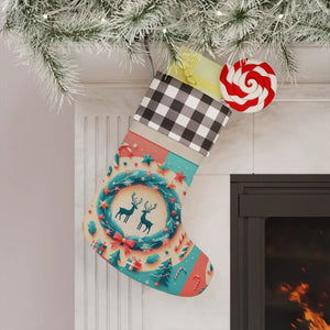 Reindeer Christmas Stocking – Burlap Holiday - Dipaliz - Stockings