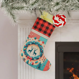 Reindeer Christmas Stocking – Burlap Holiday - Dipaliz - Stockings