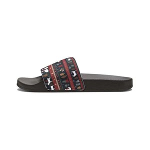 Youth Pu Slide Sandals - Festive Reindeer Christmas Fun - Dipaliz