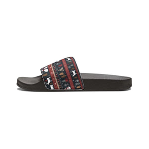Festive Youth Pu Slide Sandals - Reindeer Christmas - Dipaliz