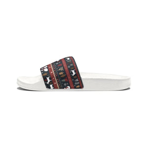 Festive Youth Pu Slide Sandals - Reindeer Christmas - Dipaliz