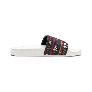 Festive Youth Pu Slide Sandals - Reindeer Christmas - Dipaliz