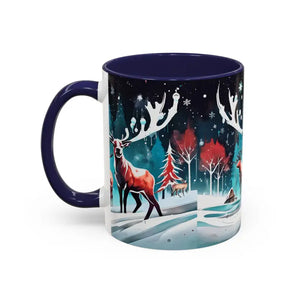 Mug - Christmas Coffee - Festive Reindeer Accent 11oz - Dipaliz