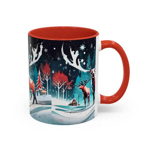 Mug - Christmas Coffee - Festive Reindeer Accent 11oz - Dipaliz